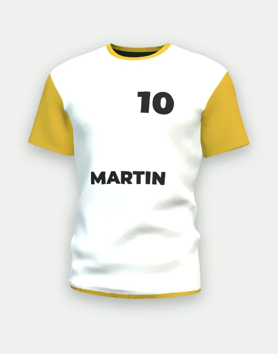 Maillot de foot personnalisable blanc & or, motif uni