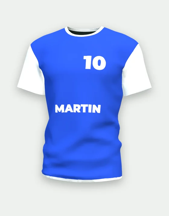 Maillot de foot personnalisable bleu & blanc, motif uni