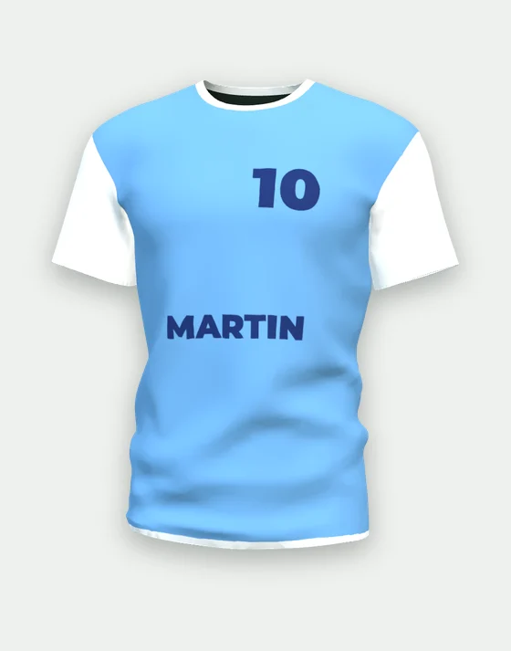 Maillot de foot personnalisable bleu ciel & blanc, motif uni