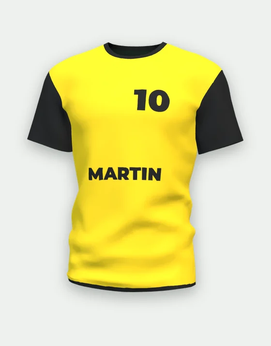 Maillot de foot personnalisable jaune & noir, motif uni
