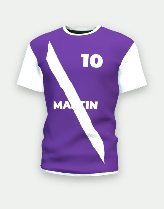 Maillot de foot personnalisable violet & blanc, motif diagonale