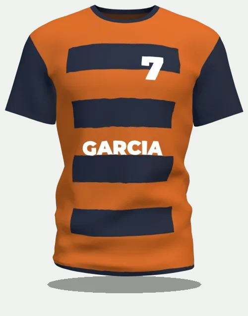 Maillot de club à bandes horizontales, nom Garcia et numéro 7