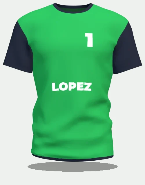 Maillot de gardien de but vert, nom Lopez et numéro 1