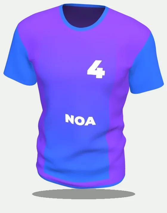 Maillot de foot dégradé violet et bleu, numéro 4