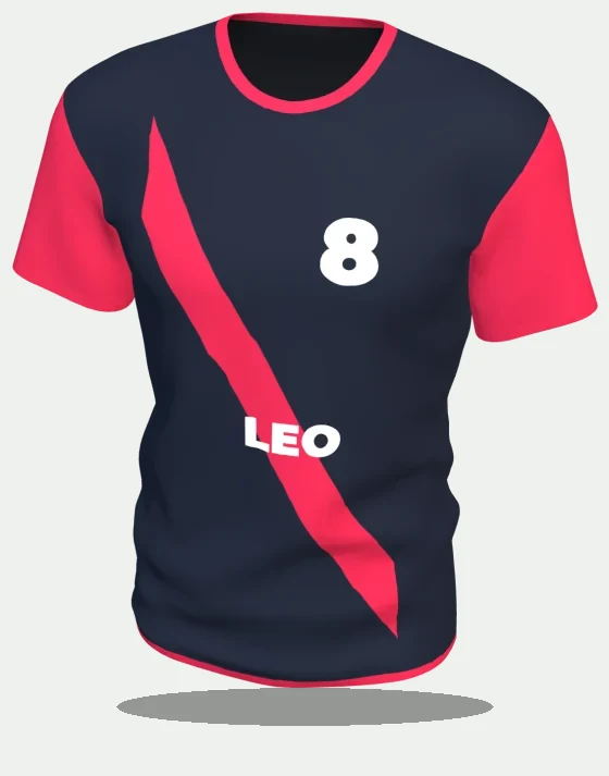 Maillot de foot à bande diagonale noir et rouge, numéro 8