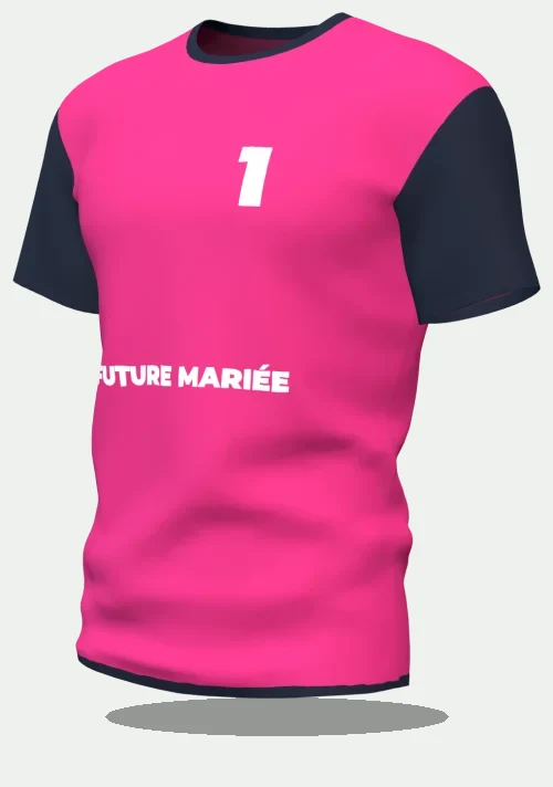 Maillot d'EVJF rose avec le marquage Future Mariée, numéro 1