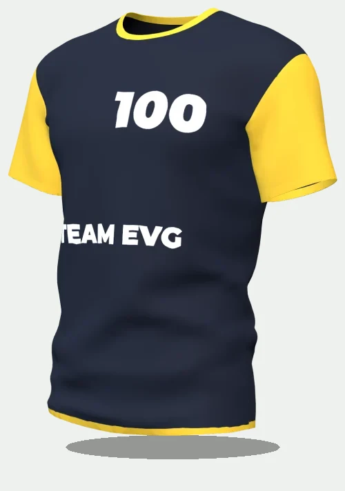 Maillot d'EVG noir et or avec le marquage Team EVG, numéro 100