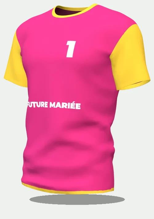 Maillot d'EVJF rose et or avec le marquage Future Mariée, numéro 1