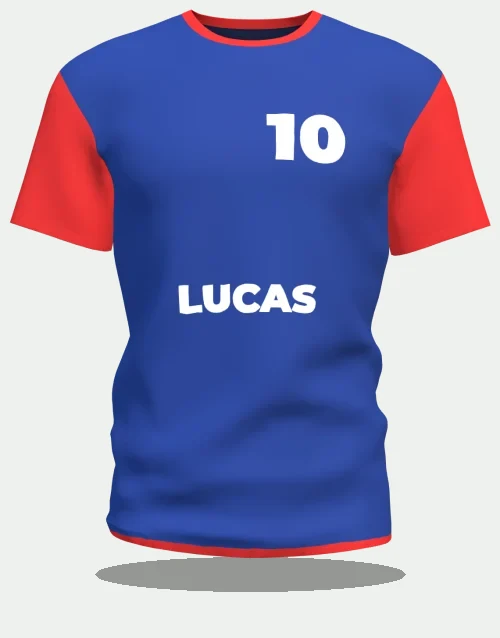 Maillot de supporter aux couleurs de la France, prénom Lucas et numéro 10