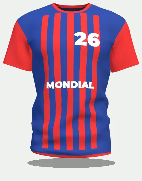 Maillot de supporter à rayures bleu et rouge floqué Mondial, numéro 26