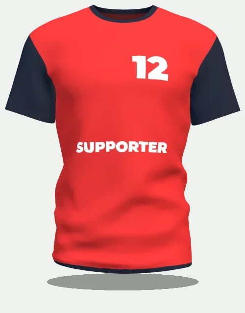 Maillot de supporter rouge floqué Supporter, numéro 12