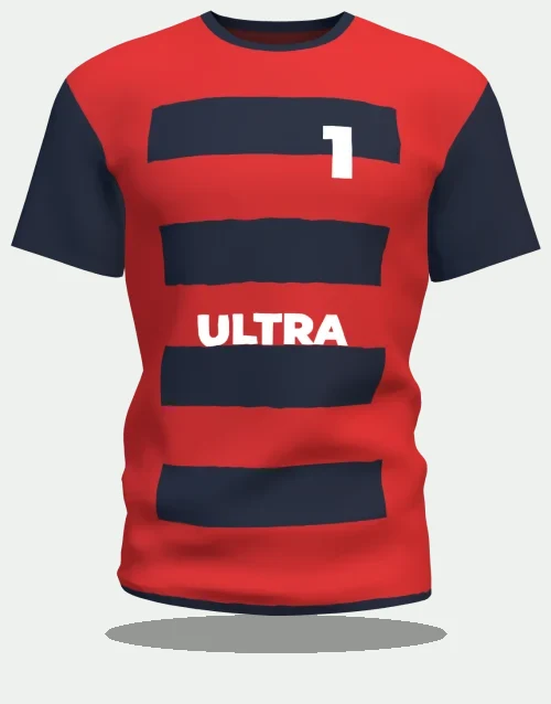 Maillot de supporter à bandes rouge et noir floqué Ultra, numéro 1