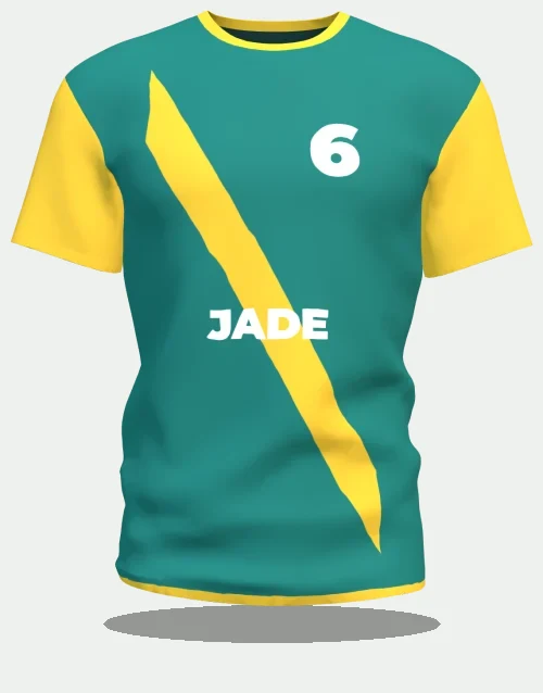 Maillot de foot personnalisé sarcelle au prénom Jade, numéro 6