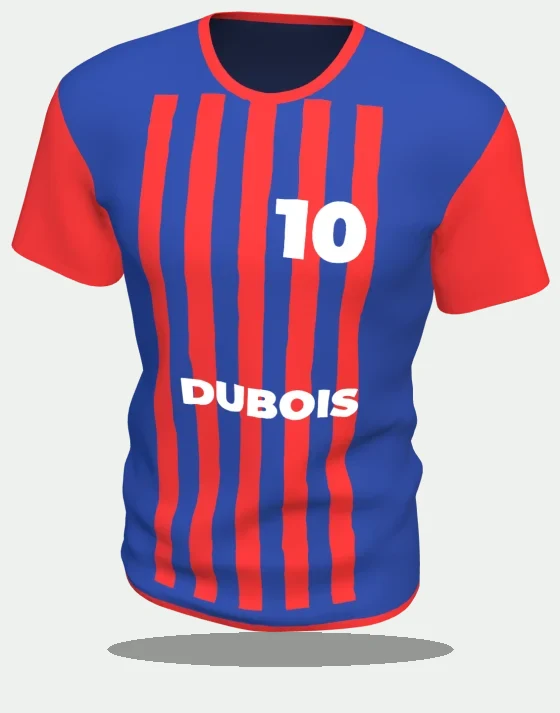 Maillot de foot à rayures bleu et rouge, numéro 10