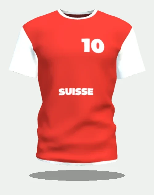 Maillot personnalisé aux couleurs de la Suisse (rouge et blanc), numéro 10